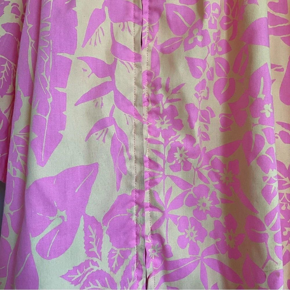 Vintage Ruth Clarage Large Floral Pink Print Mumu House Dress Boho Hand Printed - Picture 3 of 9
